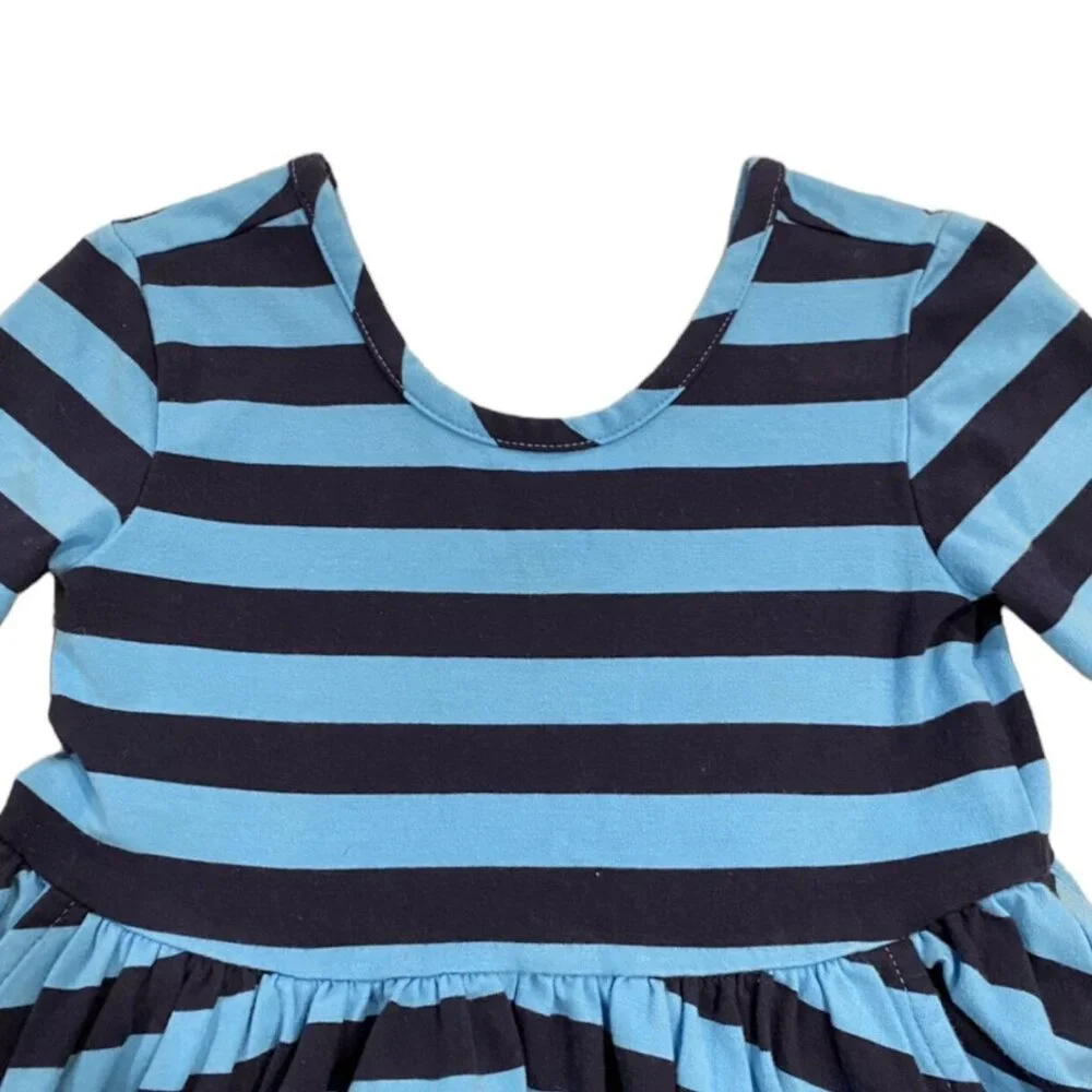 Hanna Andersson Sz 100 (4) Blue & Navy Striped Twirl Dress